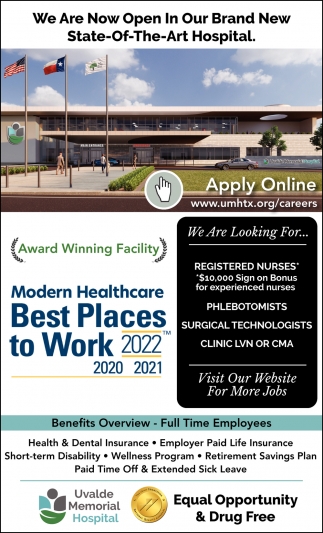 Full Time Employees, Uvalde Memorial Hospital, Uvalde, TX