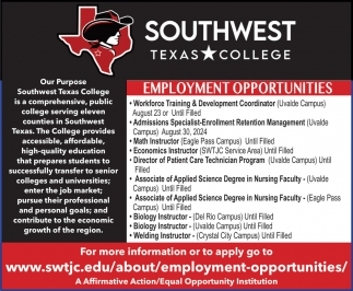 Workforce Training & Development Coordinator, Southwest Texas Junior